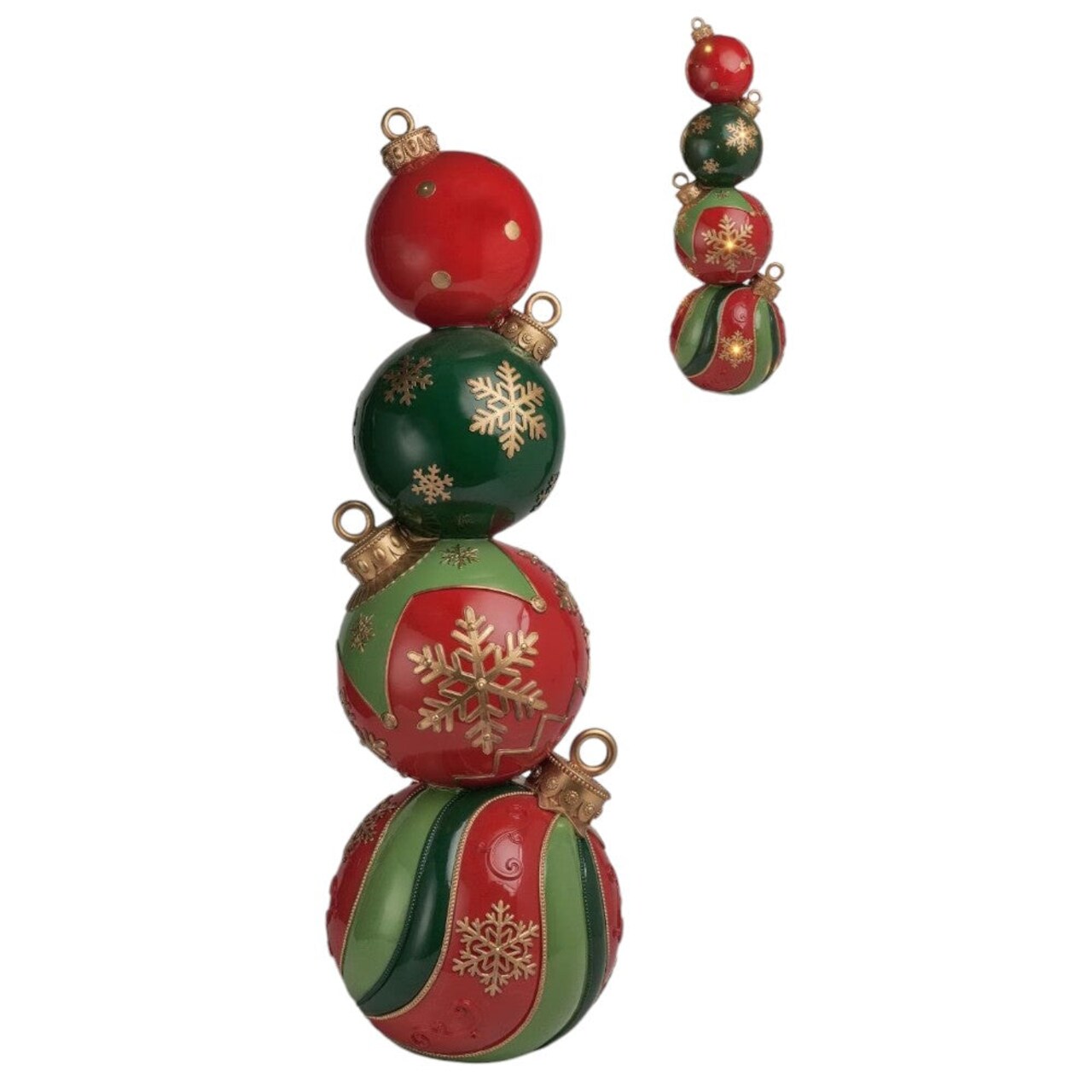 35.45" Stacked Oversized Christmas Ornaments – Red and Green Holiday Decor